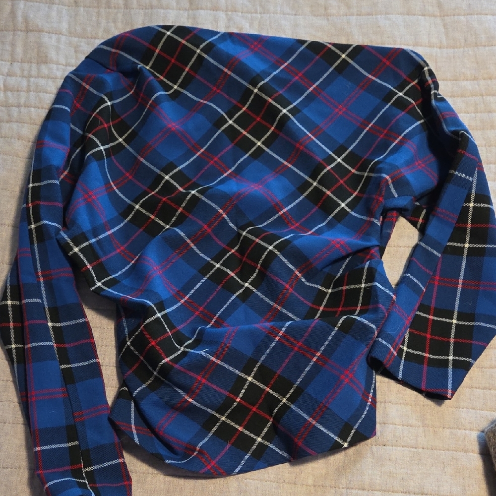 Zara Blue and Black Plaid Shirt